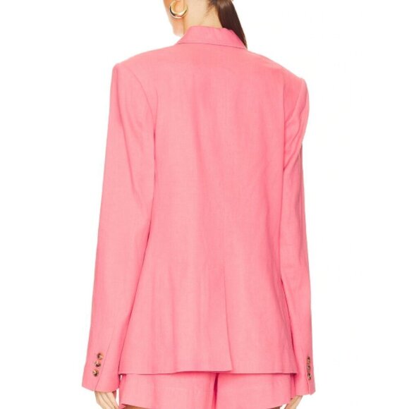 A.L.C. 'Donovan' Linen-Blend Blazer Jacket, Dark Grapefruit - Picture 3 of 3